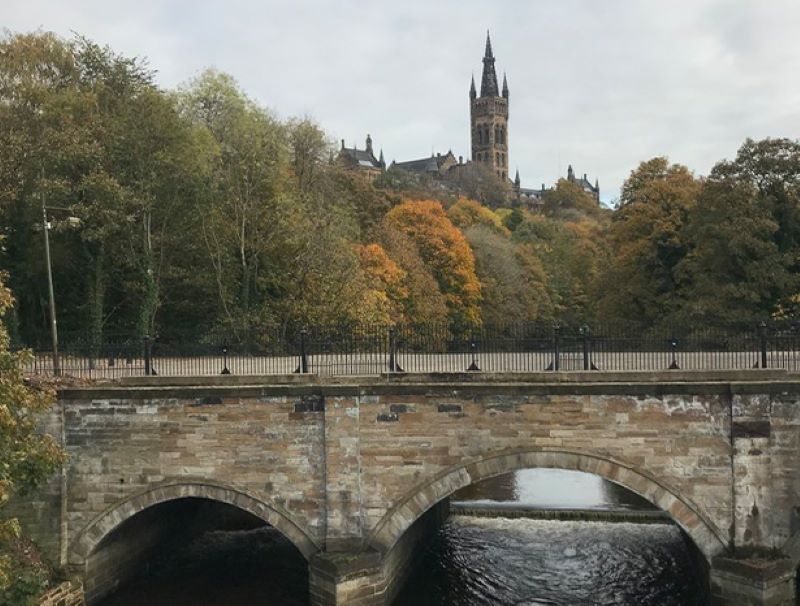 Kelvingrove Park wth view of Glasgow University 