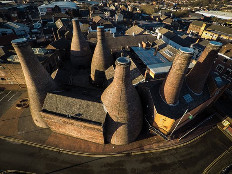 Aerial shot of Stoke-on-Trent Potteries
