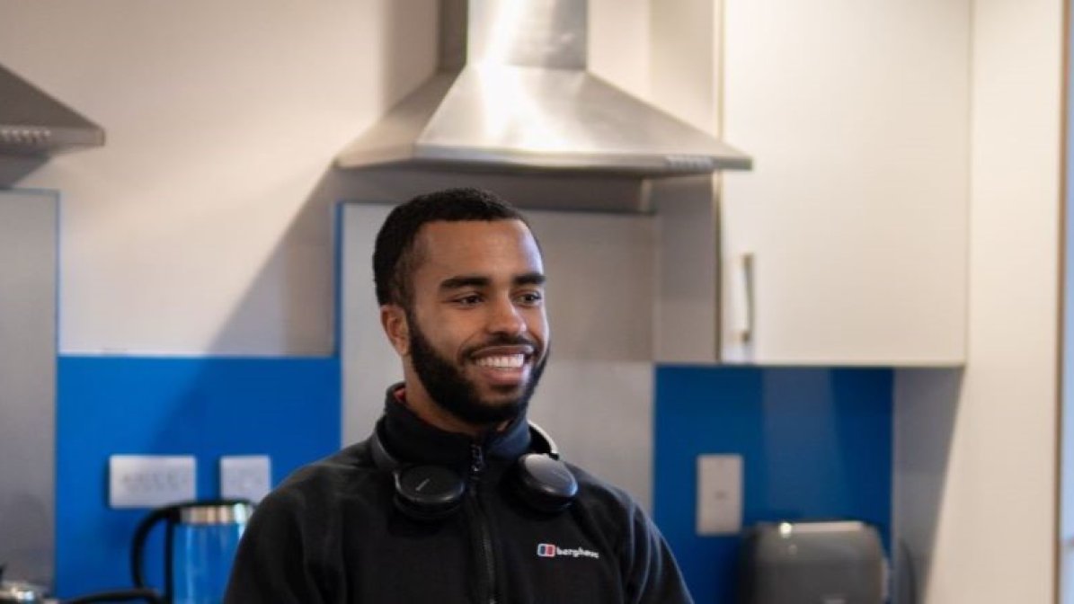 Students in communal kitchen