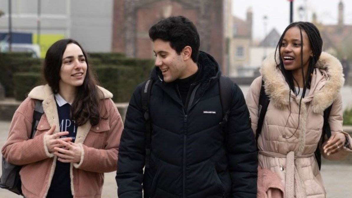 Students walking on campus