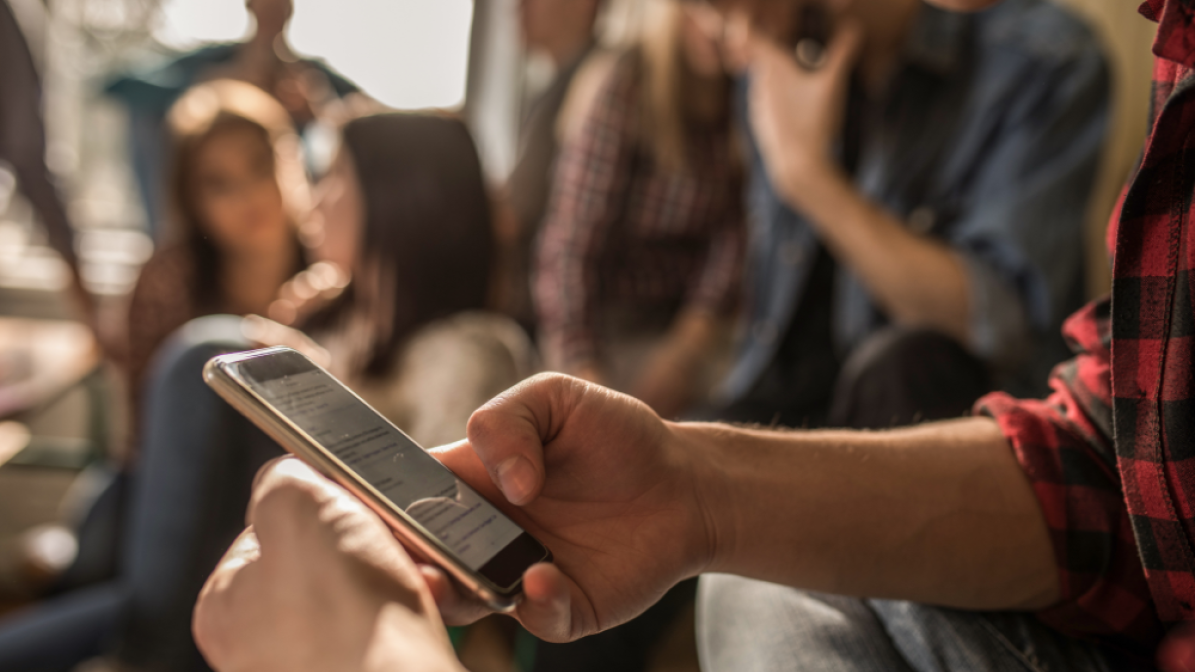 students on phones