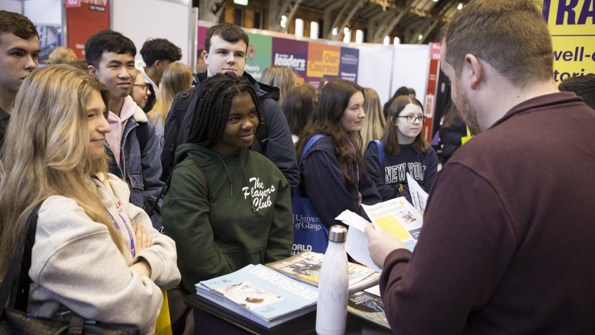 Students visiting stand