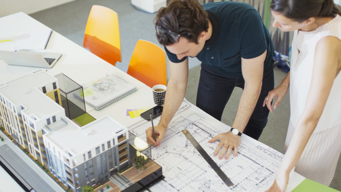 Architect working on plans