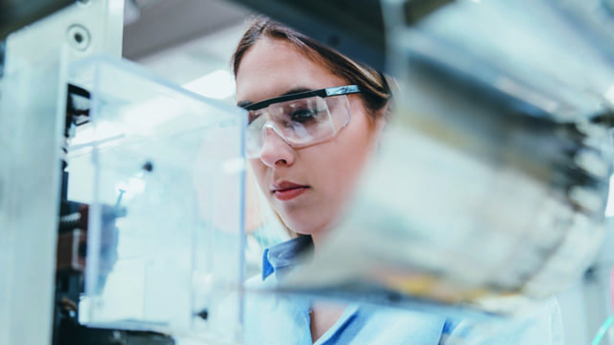 Forensic engineer working in laboratory