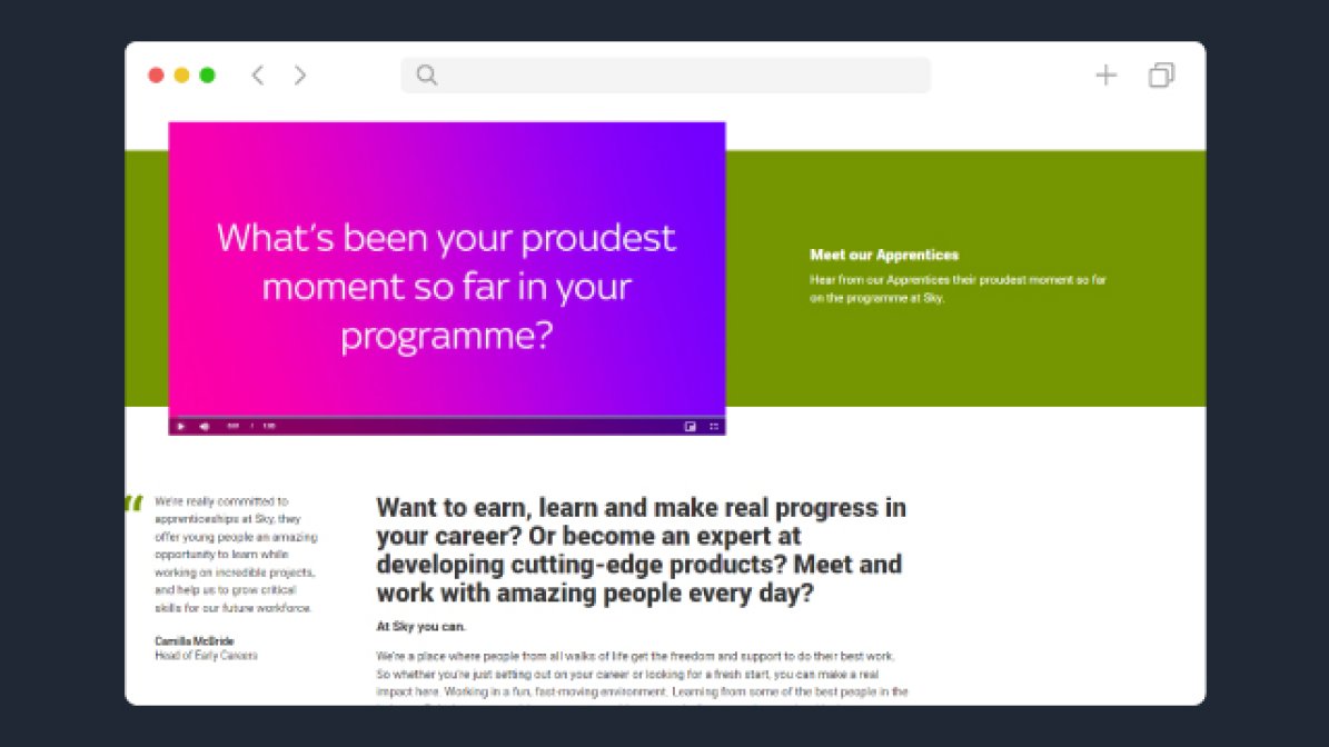 Screenshot of Sky employer profile