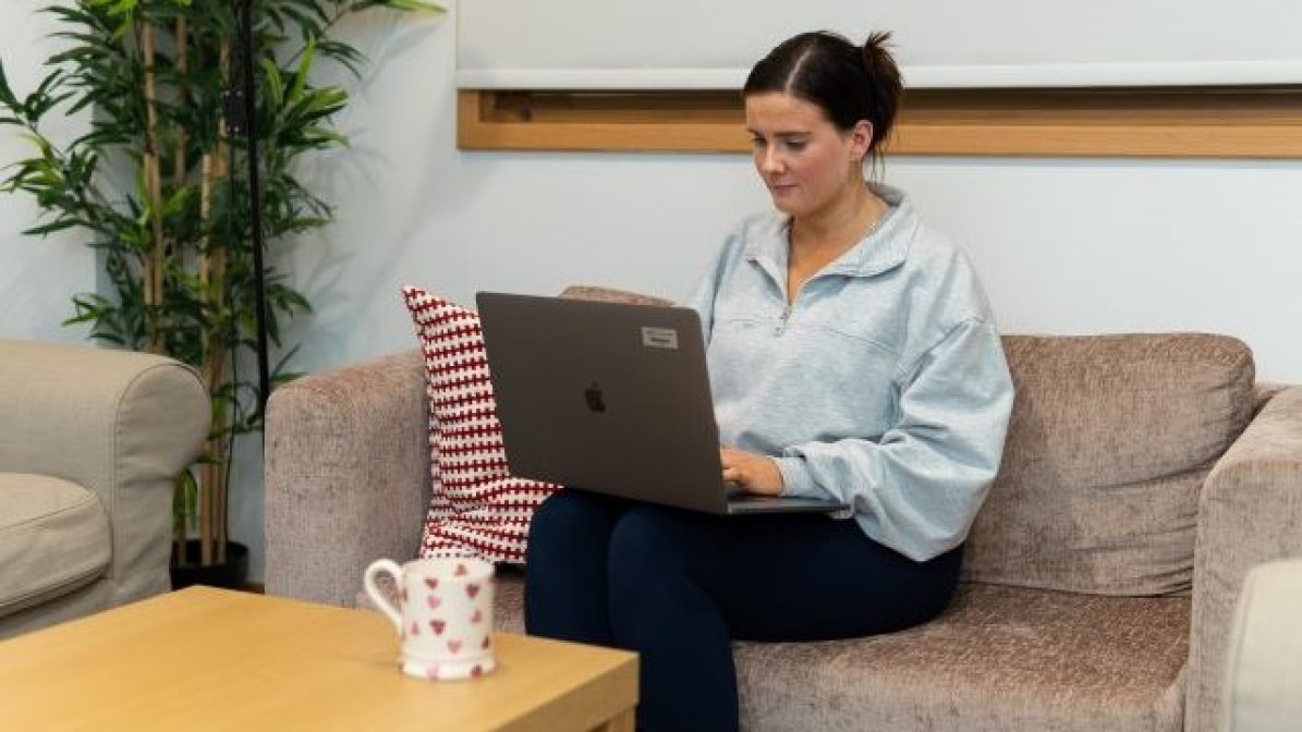 Student using laptop