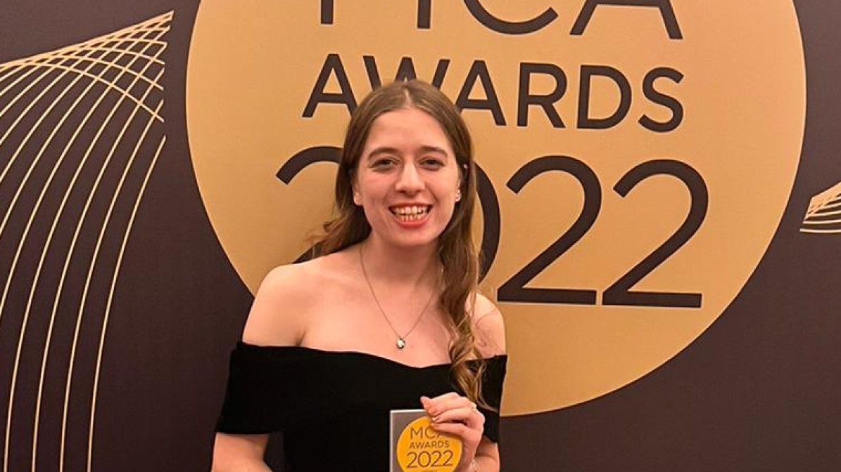 Grace receiving a tech award 