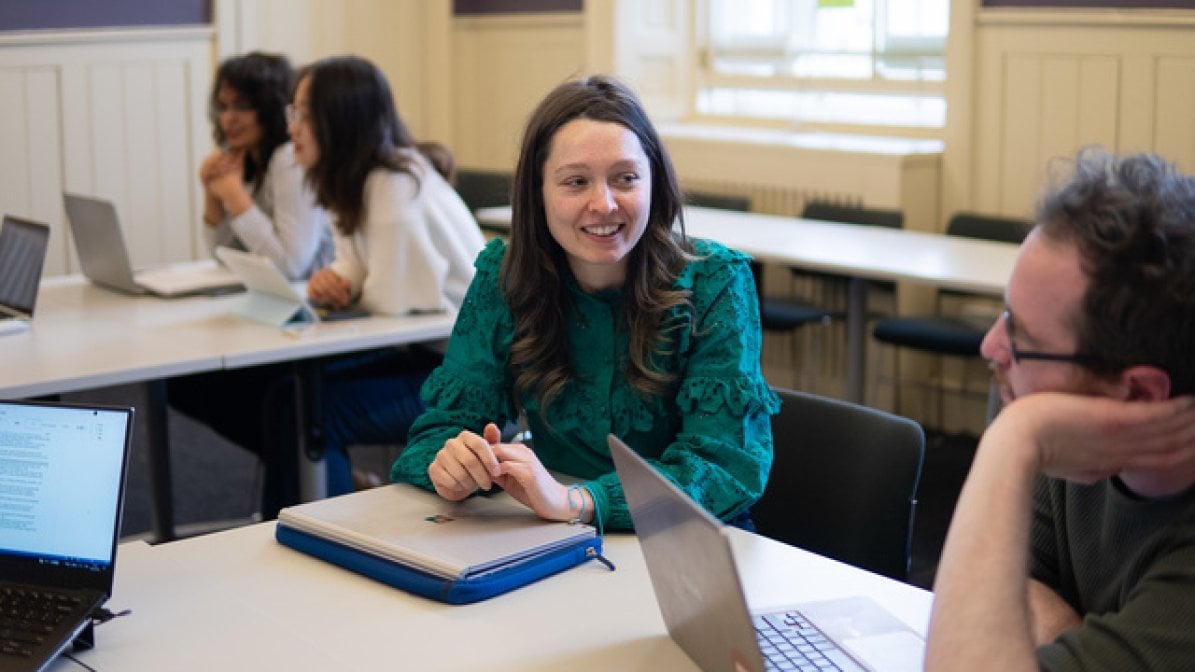 Students in classroom chatting