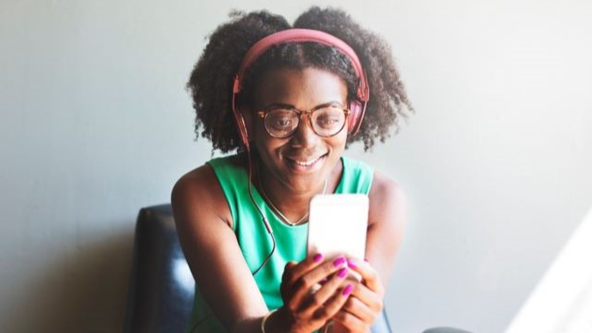 Student listenting to a podcast