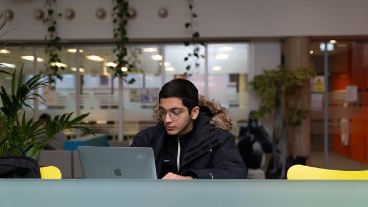 Student researching online support