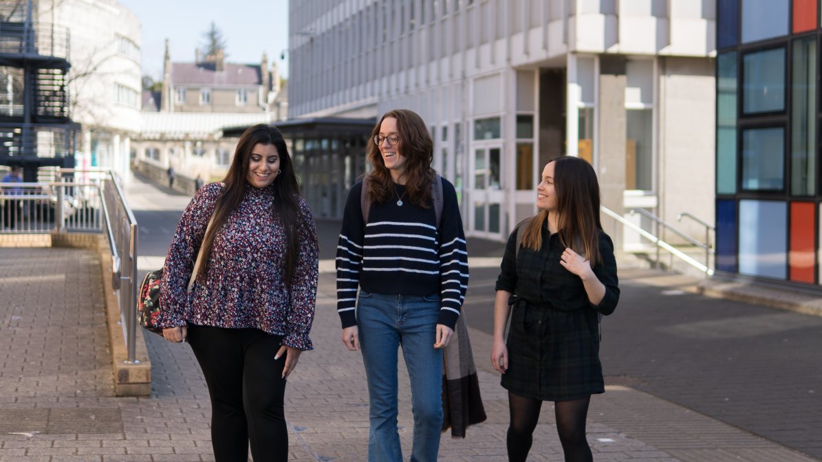 students walking on campus