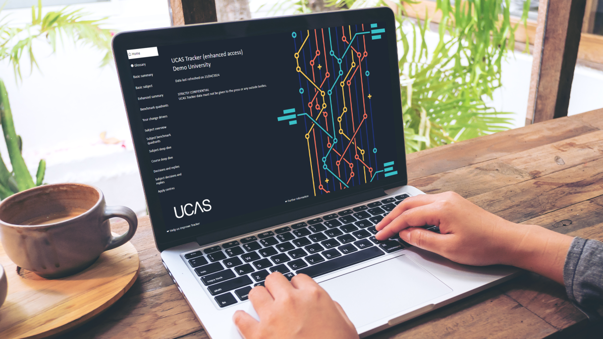 Person using laptop - displaying UCAS Tracker