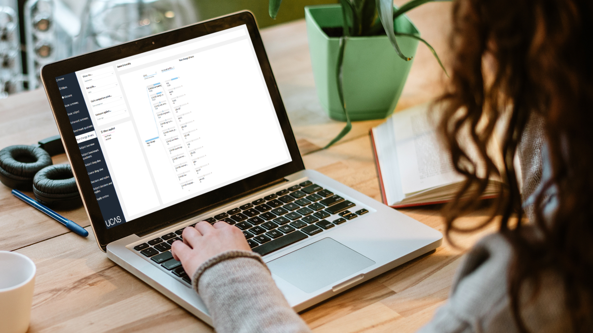 Person using laptop - displaying UCAS Tracker tabs