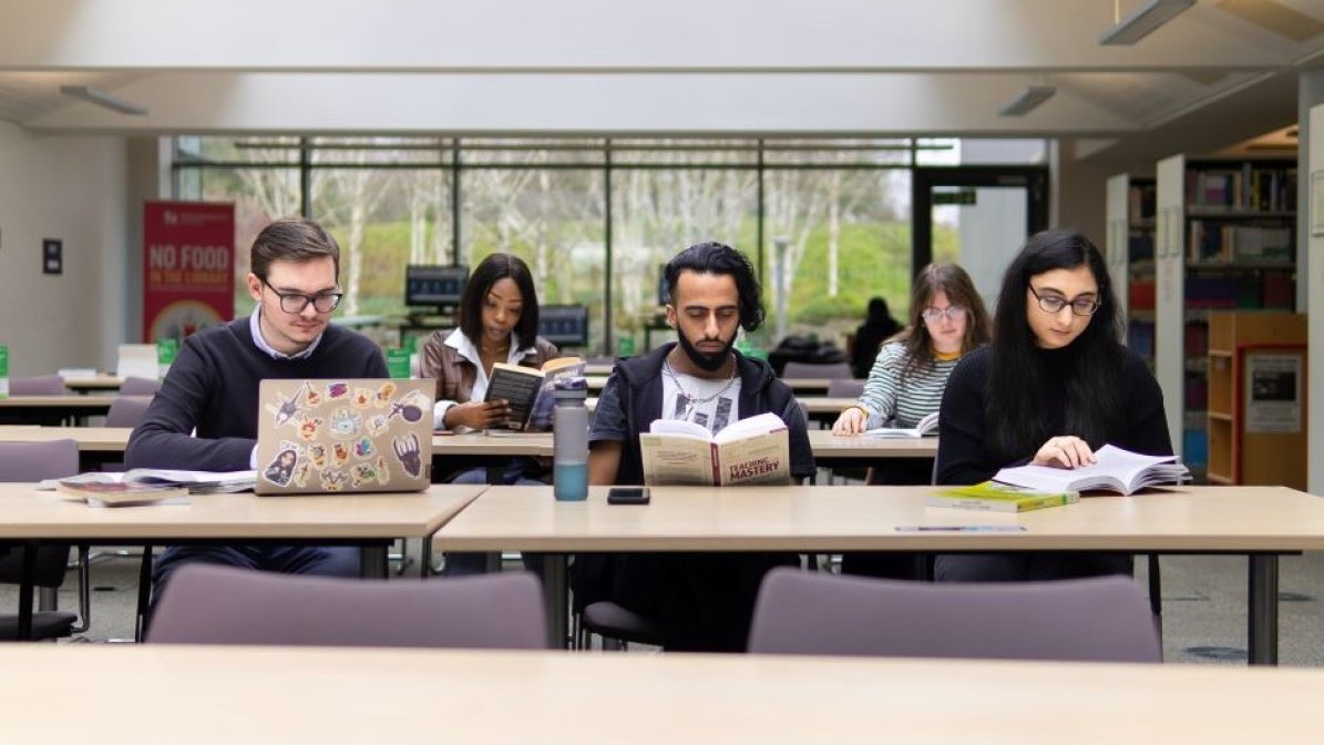 Students studying in a classroom