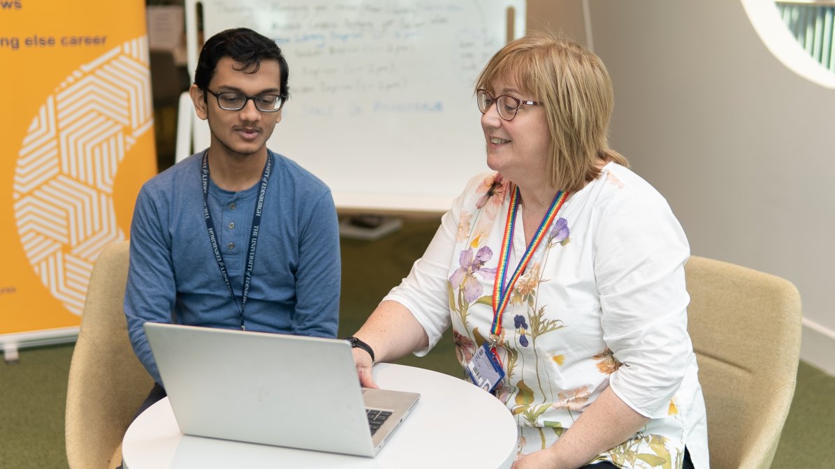 international student at a career service meeting