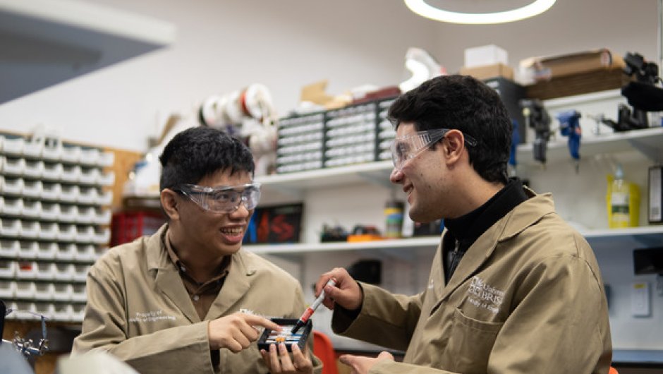 Engineering apprentices in workshop