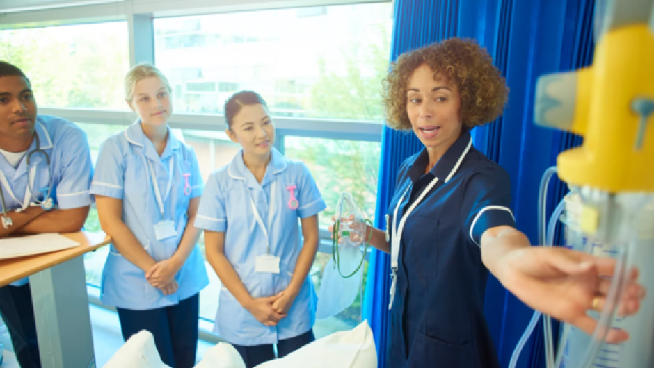 Nursing apprentices being trained in hospital