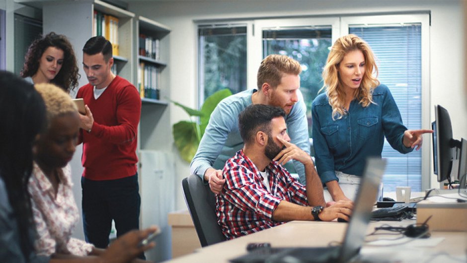 Employees and apprentices at work
