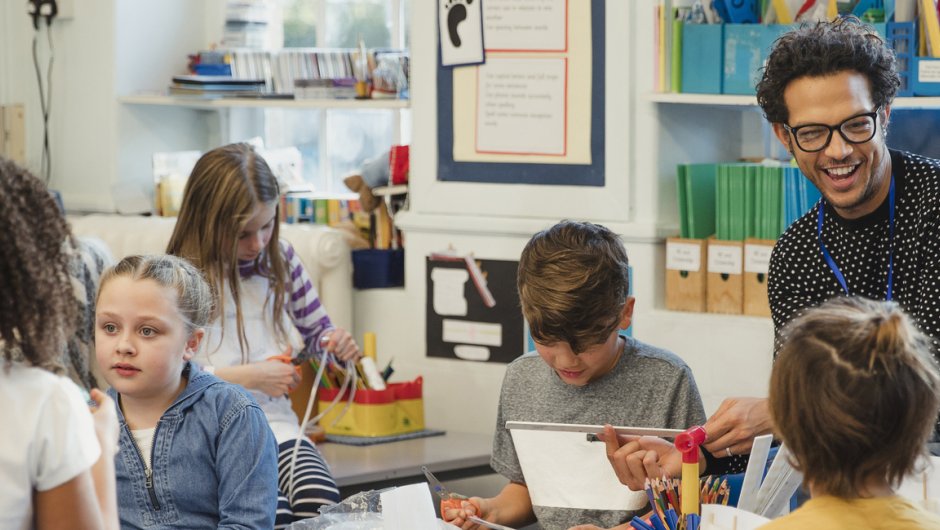 Children and teachers in classroom