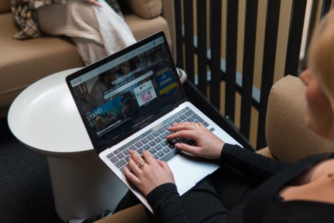 Student using laptop