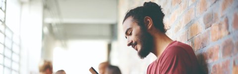 Student on her mobile phone