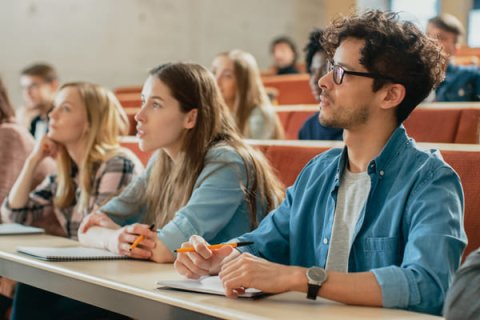 Students in a lecture theatre