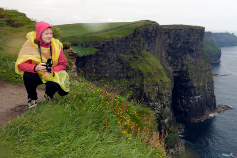 Geography student on a cliff