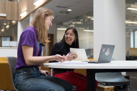 International students in comunal area at university