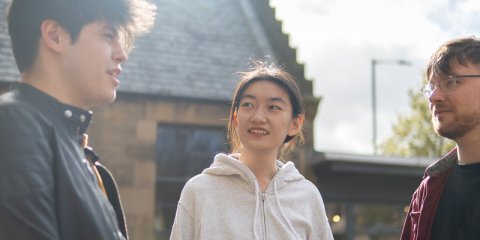 Students chatting on campus
