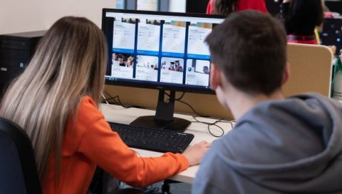 Students exploring courses in the UCAS search tool