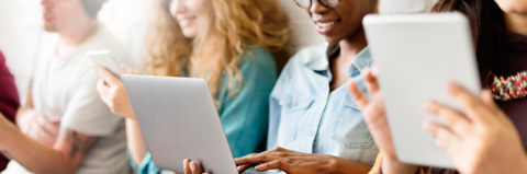 Students working on tablets