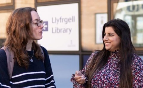 Students chatting at open day