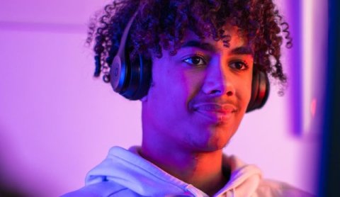 Student watching a Subject Spotlight 