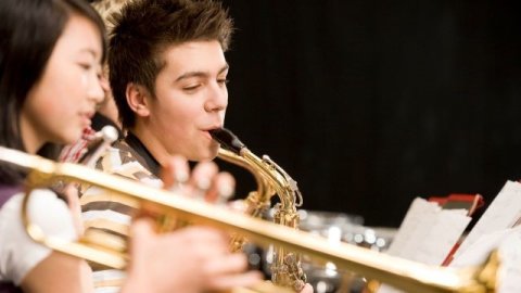 Conservatoire students playing brass instruments