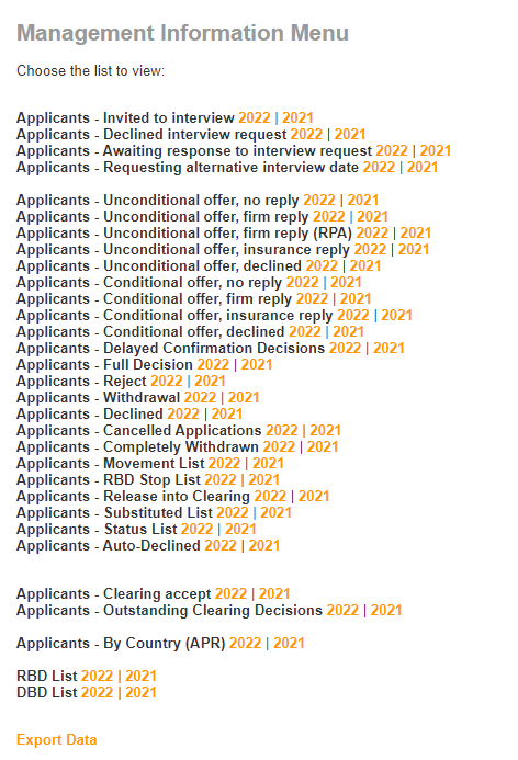 Screenshot of web-link management information menu